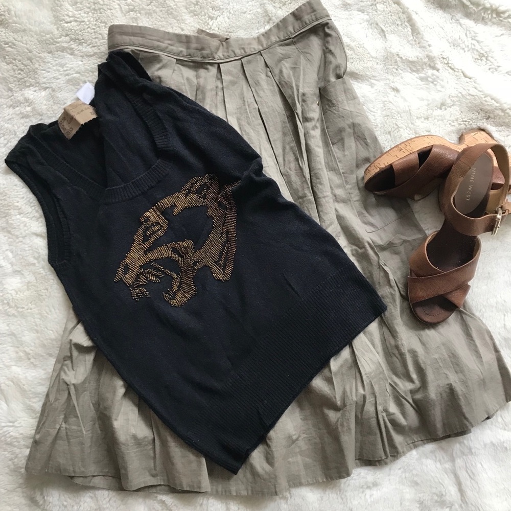 French Boutique sweater knit beaded tiger vest